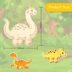Illustrations of dinosaurs with measurements on a green background
