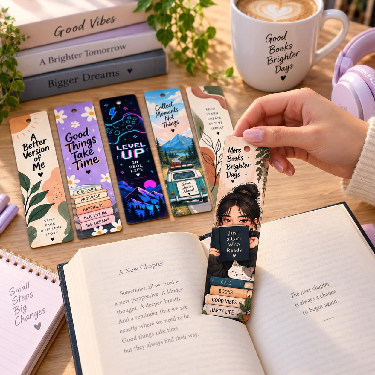 gaming themed wooden bookmarks set