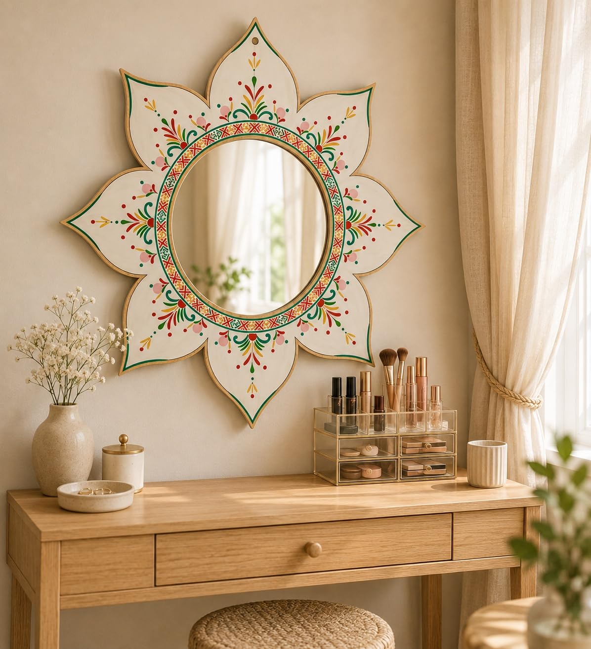flower design acrylic mirror wall panel