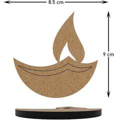 Wooden boat-shaped coaster with dimensions on a white background