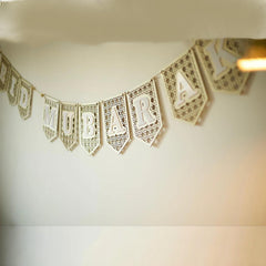 Decorative banner with text on a plain background