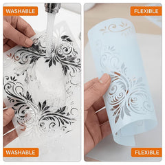 Baroque Floral Corner PET Painting Stencil for DIY Art & Craft Scroll Border Template for Wall Furniture Wood Canvas & Fabric 11.81 x 11.81 Inch, Cliths