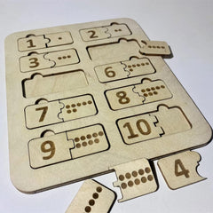 Cliths Wooden Number Puzzle Montessori Math Learning Board Educational Number Recognition Toy for Kids Counting Game