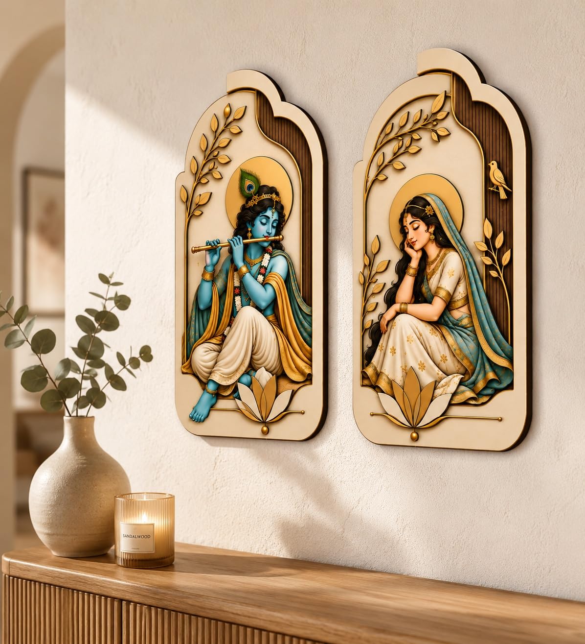 radha krishna wall painting for pooja room