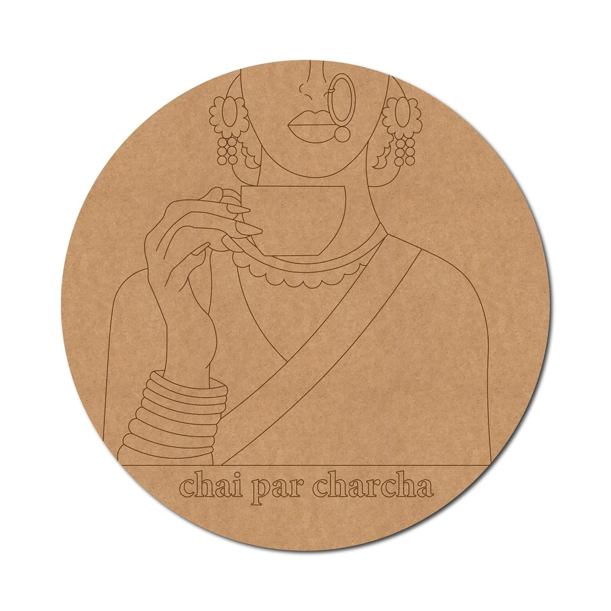Cliths Chai Par Charcha Round Wooden Cutout Craft Decor DIY Wall Art Home Decor Indian Tea Theme Decorations