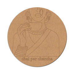 Cliths Chai Par Charcha Round Wooden Cutout Craft Decor DIY Wall Art Home Decor Indian Tea Theme Decorations
