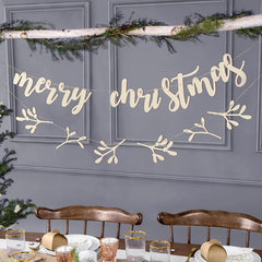 Cliths DIY Wooden Merry Christmas Banner Holiday Sign with Hanging Rope Customizable Xmas Decor