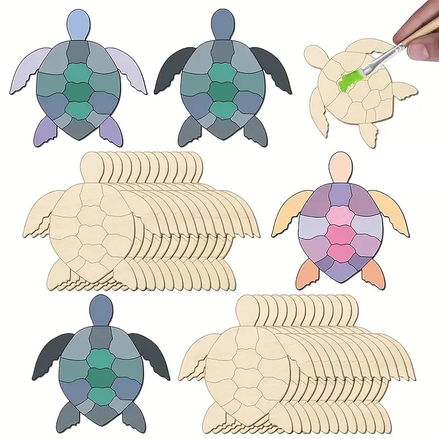 Wooden turtle ornaments with string