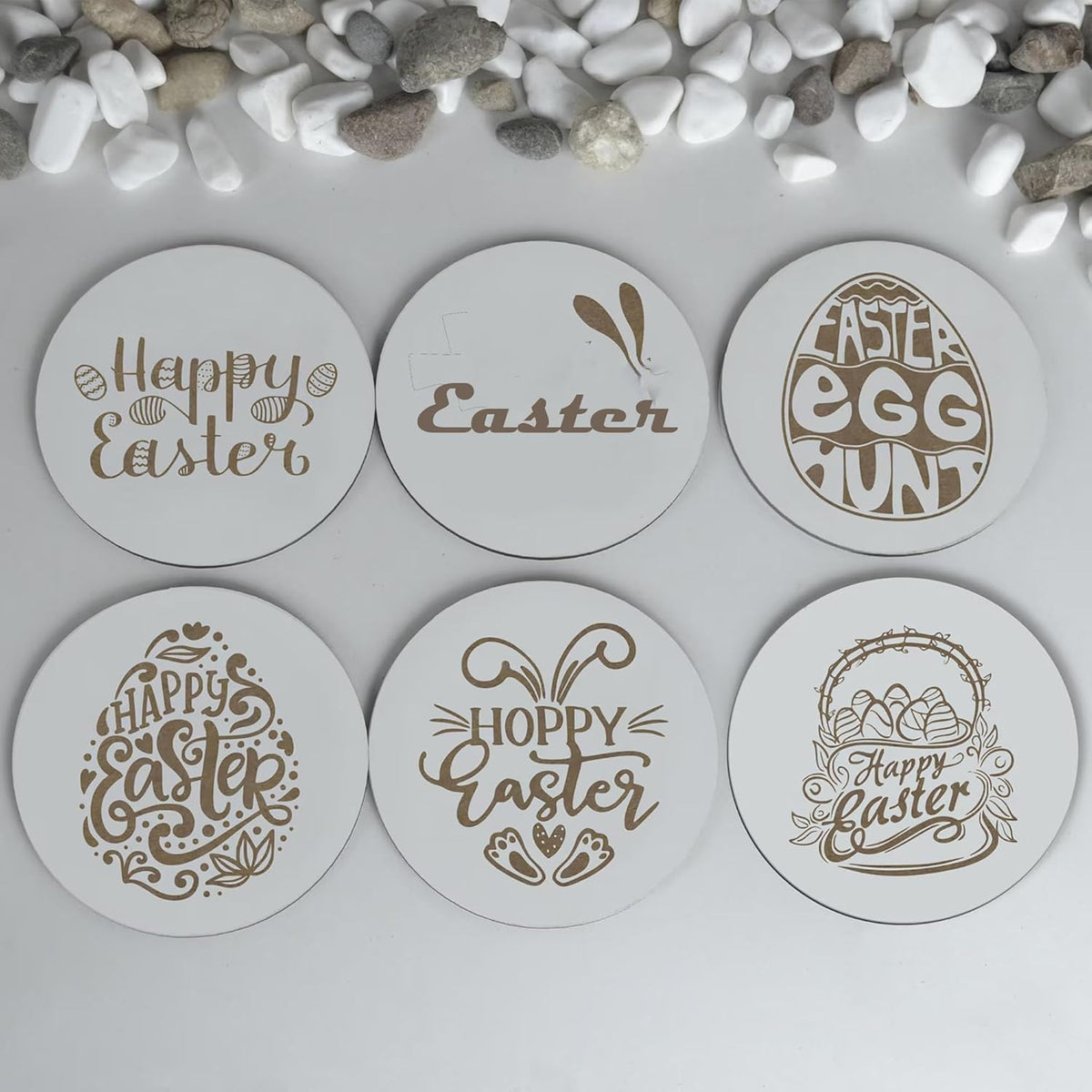 Cliths Set of 6 Easter Wooden Coasters Funny Rustic Drink Coasters with Easter Quotes Home Decor