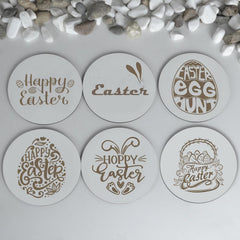 Cliths Set of 6 Easter Wooden Coasters Funny Rustic Drink Coasters with Easter Quotes Home Decor