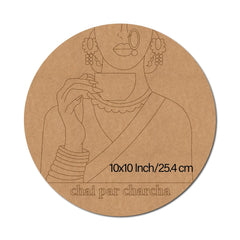 Cliths Chai Par Charcha Round Wooden Cutout Craft Decor DIY Wall Art Home Decor Indian Tea Theme Decorations