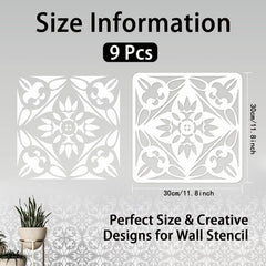 reusable mandala stencil for concrete floor