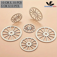 American Elm (10 Pieces Each) Wheel Shape MDF Cutouts Wooden Circles for DIY Crafts, Scrapbooking &amp; Home Decor