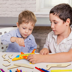 American Elm 12 Pack Wooden Airplane Craft for Kids Make Your Own 3D Airplane kit for Boys Girls DIY Paint Wood Planes