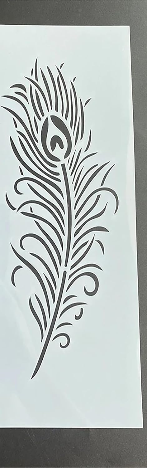 Peacock feather design on a white cardstock