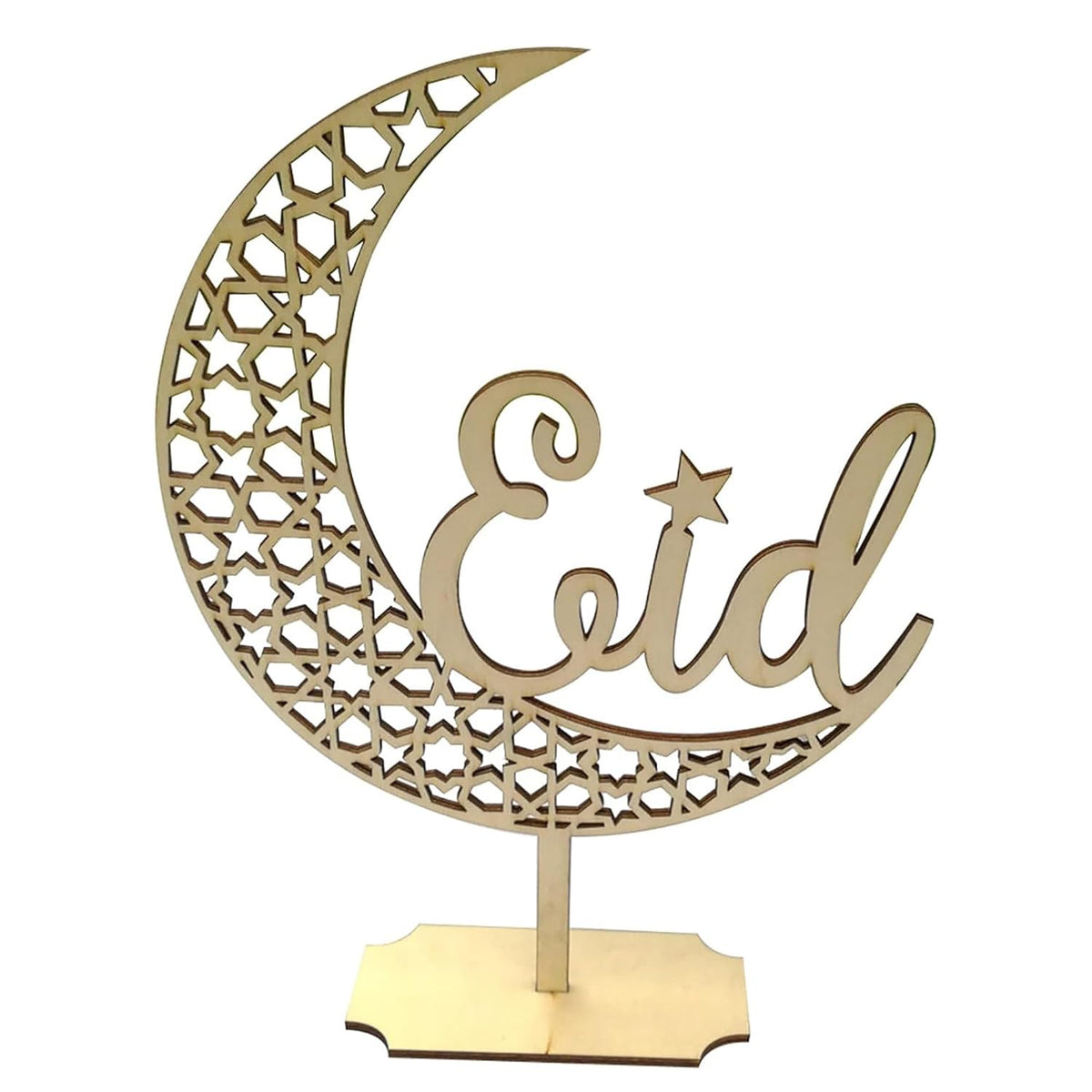 Cliths Eid Mubarak Wooden Table Decor Ramadan Crescent Moon Star Cutout Islamic Centerpiece