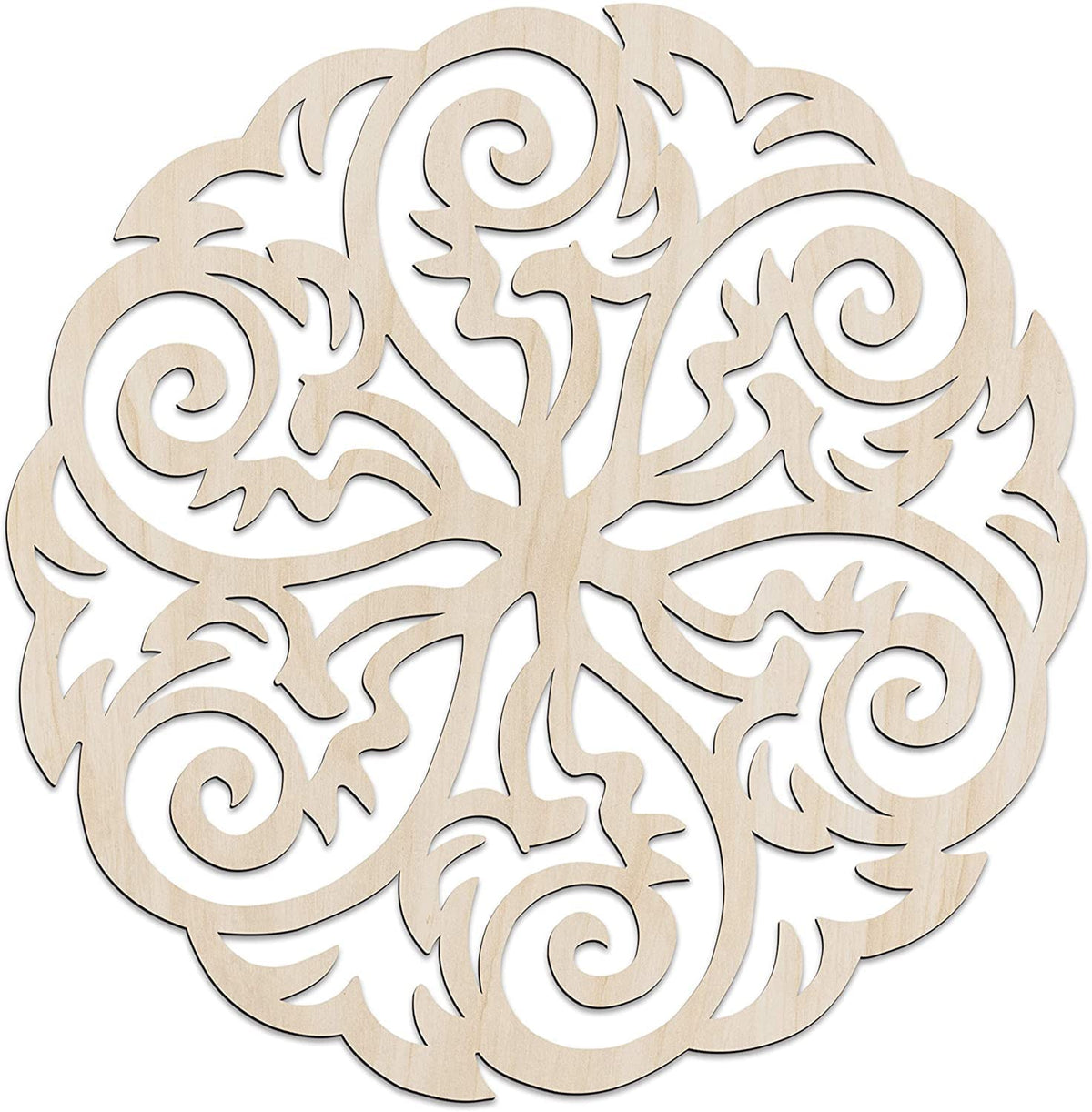 American Elm Victorian Mandala Wall Art Ornate Swirl Design in Birch Plywood, Elegant Wall Decor for Home