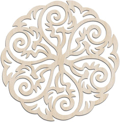 American Elm Victorian Mandala Wall Art Ornate Swirl Design in Birch Plywood, Elegant Wall Decor for Home