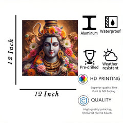 Decorative panel with a神像 design, featuring text on material properties and dimensions.