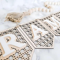 Cliths Ramadan Banner Wood Beads & Acrylic Decor Handmade Islamic Wall Sign Party Home Decor