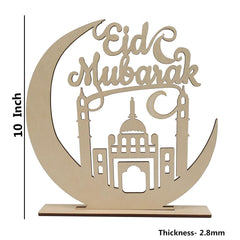 Cliths Eid Mubarak Wooden Table Decor Moon & Mosque Stand Ramadan Islamic Home Decoration Eid Al-Fitr