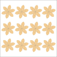 Repeating pattern of beige flowers on a white background