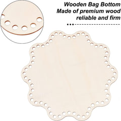 Wooden bag bottom with decorative holes on a white background