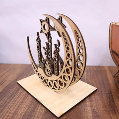Cliths Crescent Moon Table Decor Islamic Ramadan & Eid Decoration Wooden Eid Mubarak Home Decor Gift for Muslims