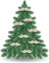 Decorative Christmas tree with white angel ornaments on a white background