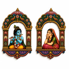 radha krishna wooden wall hanging