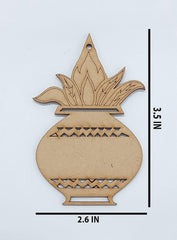 American Elm 20 Pcs Kalash Cutout Engraved Wood Blanks Diwali DIY Artwork Cutouts Decoupage Craft