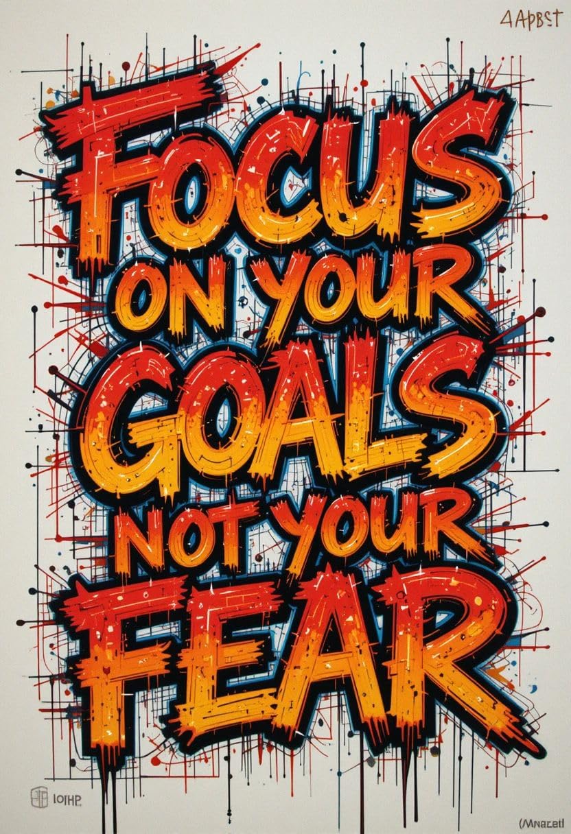 American Elm Focus On Your Goals Not Your Fear Metal Print - 8x12 Inches Glossy Aluminum Quote for Office & Living Room