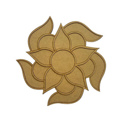 Brown paper cutout of a flower shape on a white background