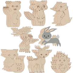Set of wooden animal cutouts on a white background
