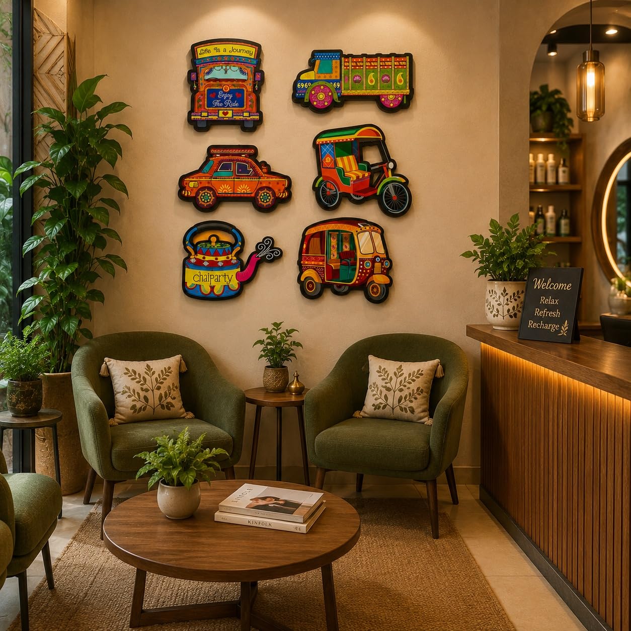 Indian folk art wall decor for cafe