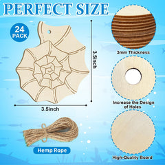 Wooden shell-shaped cutouts with measurements and materials on a blue background