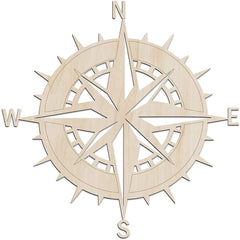 Wooden compass wall decor on a white background