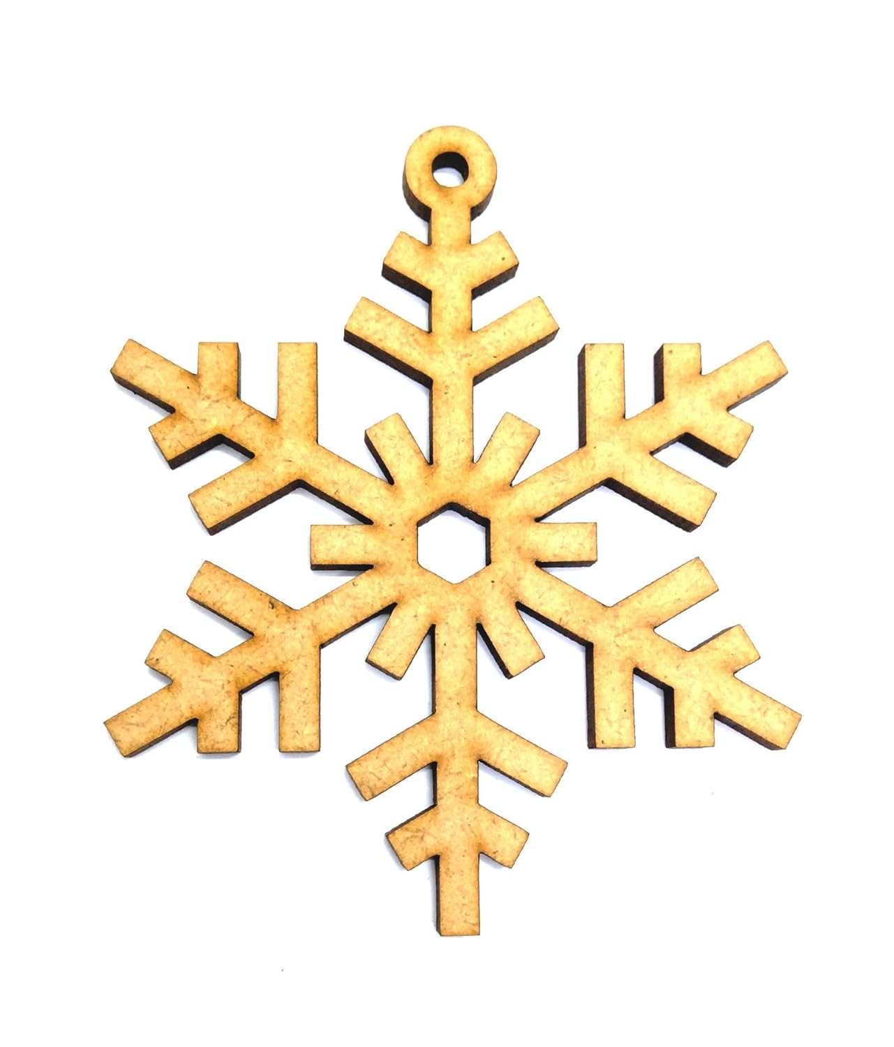 Gold snowflake-shaped ornament on a white background