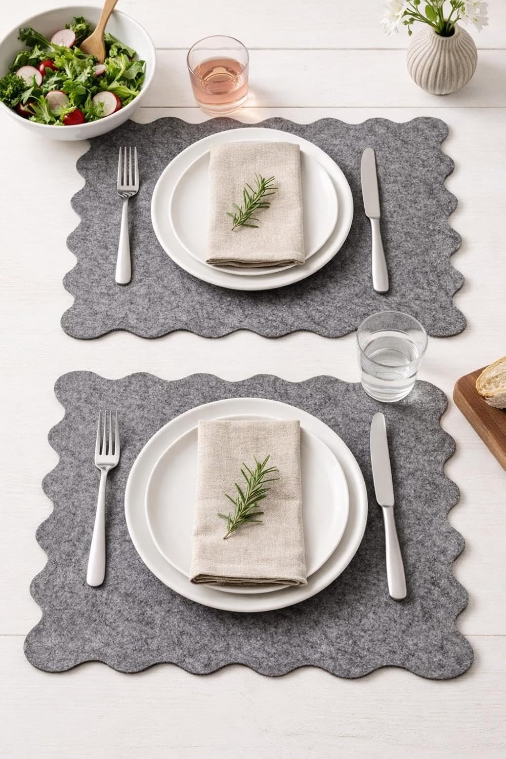 washable grey felt placemat set
