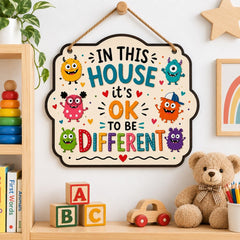 in this house it is okay to be different kids wall decor