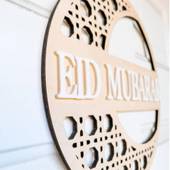 Cliths Eid Mubarak Door Hanger Sign Wooden Ramadan & Eid Decoration for Home Front Door Wall Festive Gift