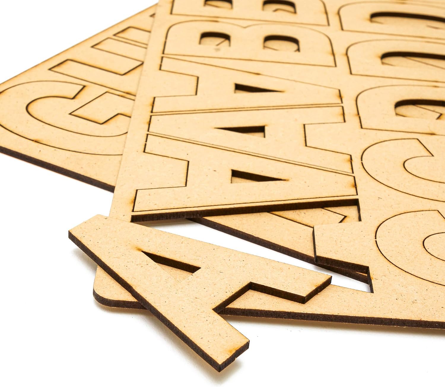 Wooden letters on a white background