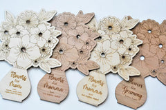 American Elm 5 Pcs Wooden Flower Vase, for Grandma & Mamma, MDF Cutouts, Mother's Day Craft, 10.5 x 7.5 inch