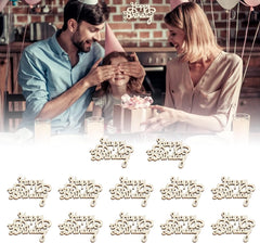 Family celebrating a birthday with a cake and 'Happy Birthday' decorations.