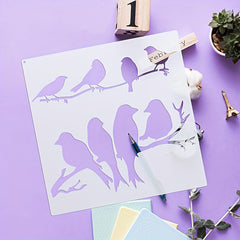 Cliths Birds on Branch Stencil Reusable Painting Template for Walls Fabric Wood DIY Art Craft (Pack of 1)