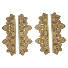 Set of four wooden decorative panels with floral patterns on a white background