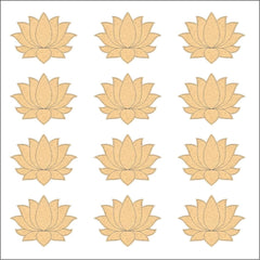 Repeating pattern of beige lotus flowers on a white background