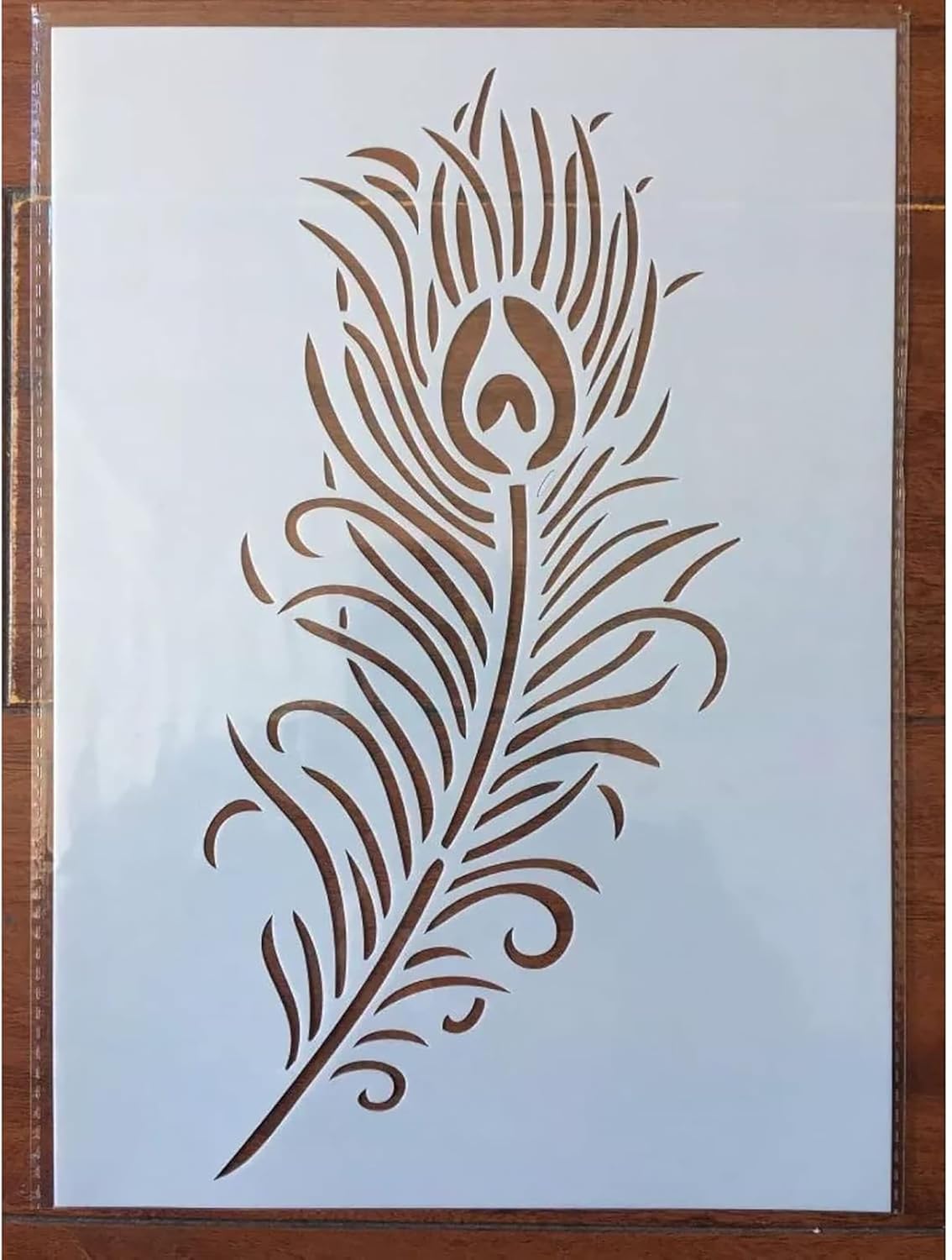 Decorative peacock feather design on a white background
