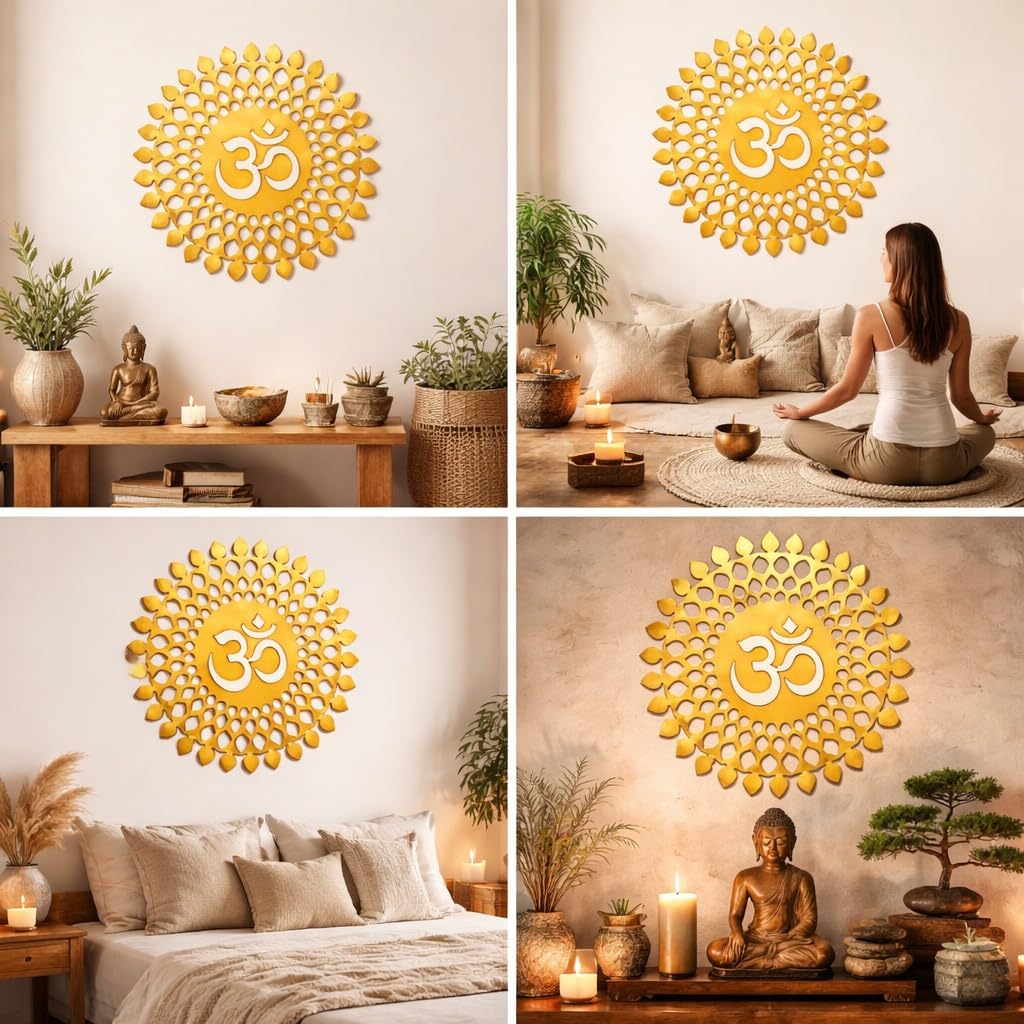 decorative golden OM mandala wall art for peaceful home decor