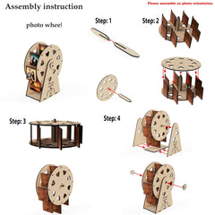 Step-by-step assembly instruction for a wooden photo wheel